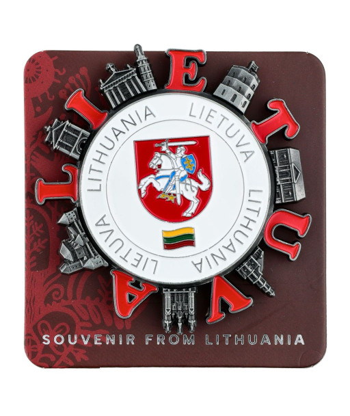 Lietuvos simbolių šaldytuvo magnetas su besisukančia detale